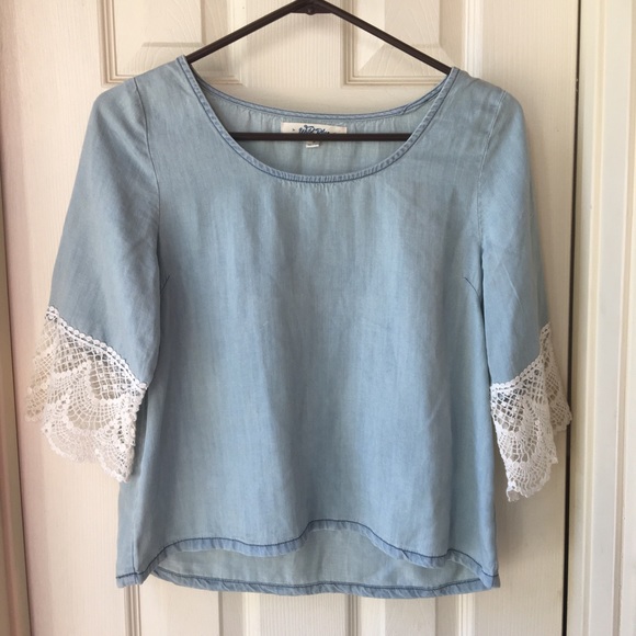 Denim and lace crop top - Picture 1 of 6